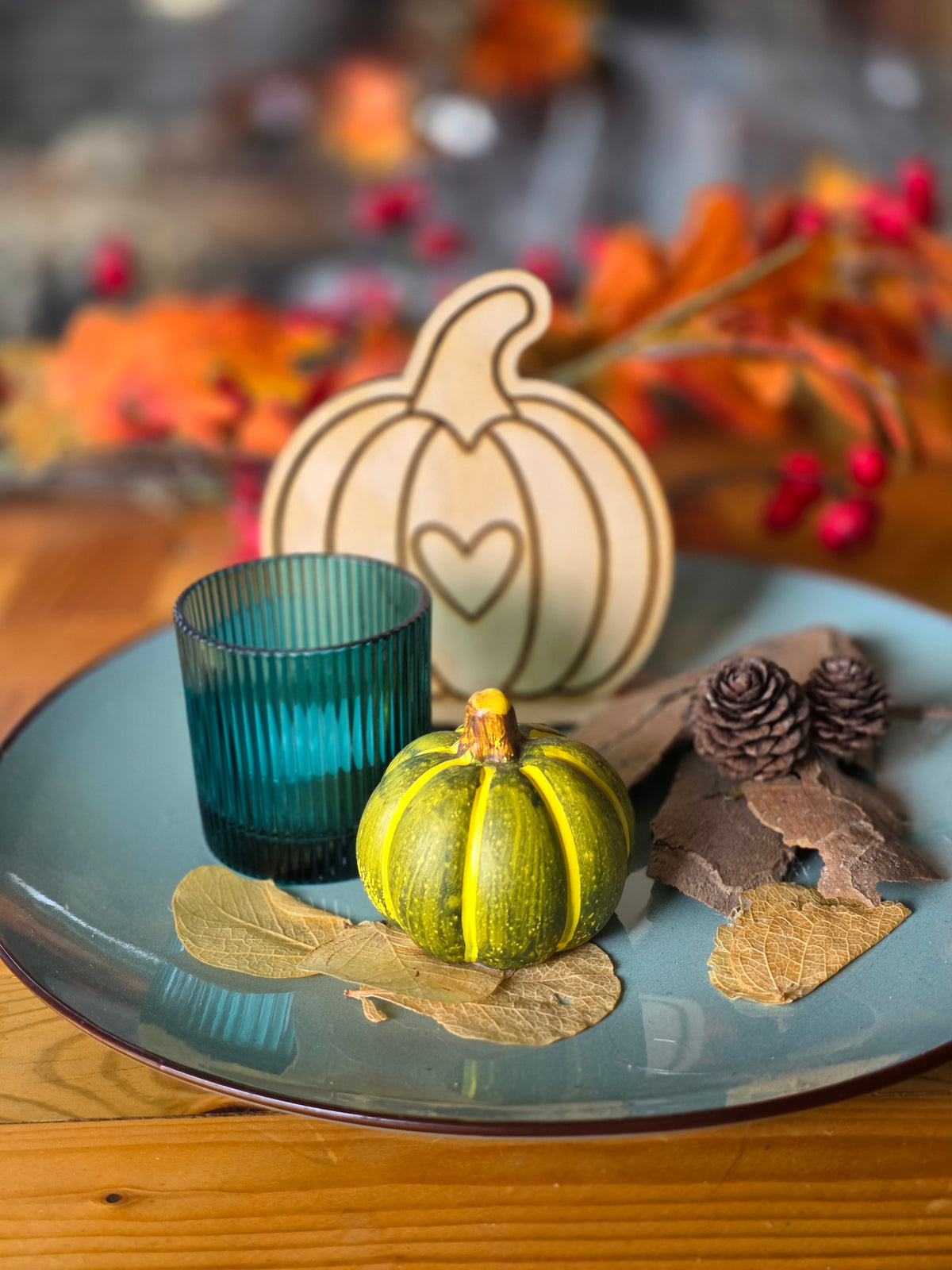 Herfstbordje bruin/groen